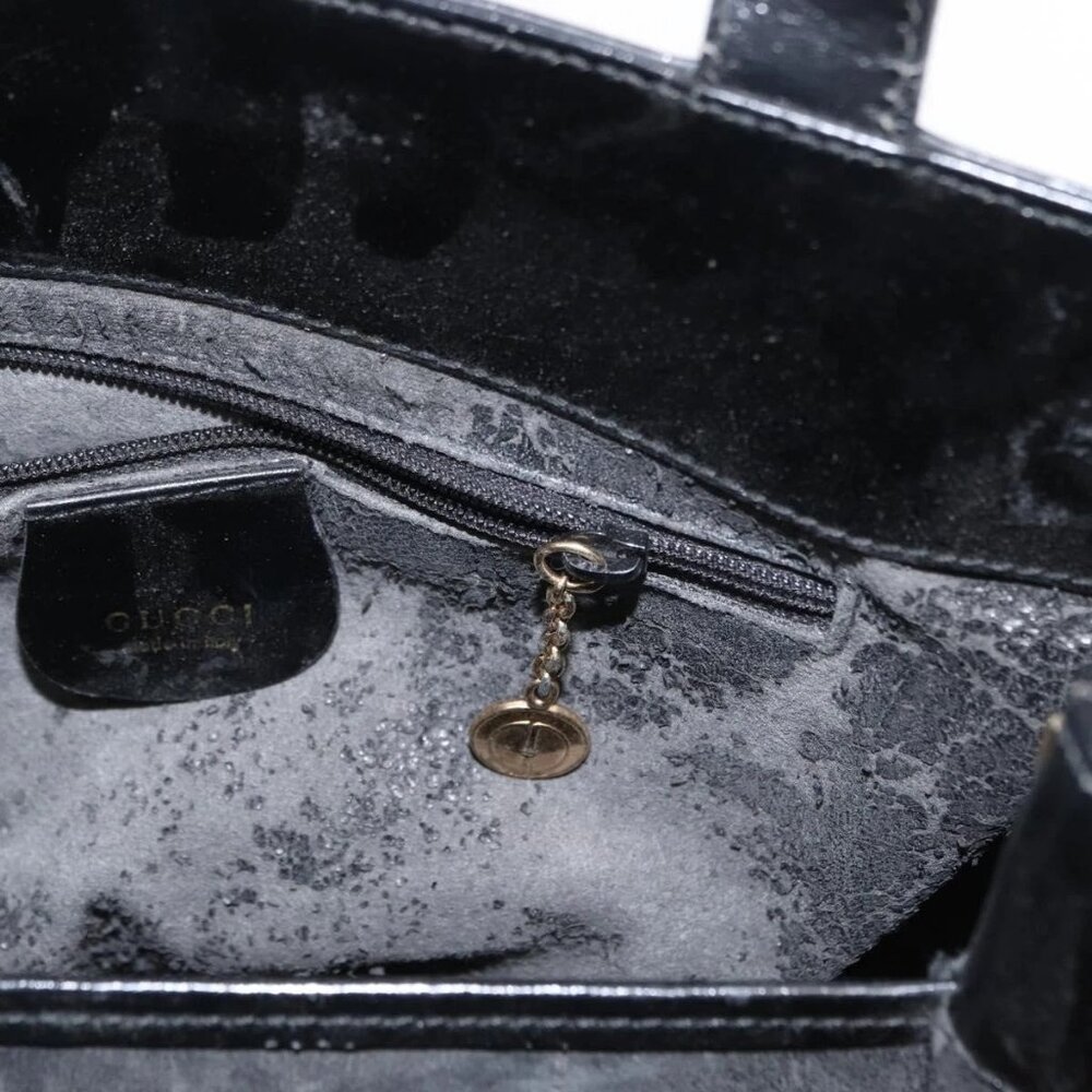 GUCCI Hand Bag Leather Black Gold 000 2046 0562 Auth 155731 - Picture 10 of 16